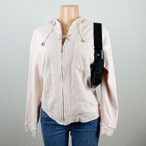 Vintage Y2K Light Pastel Pink Terry Cloth Style Zip Up Jacket